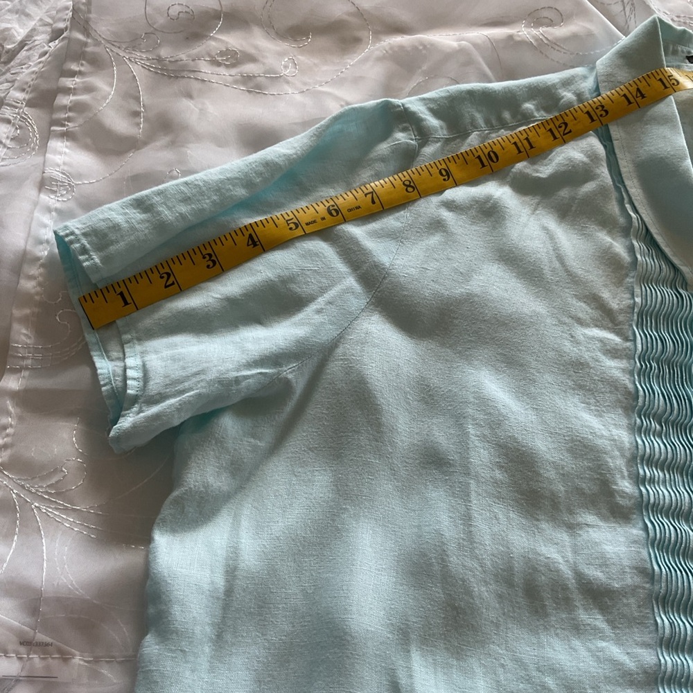 Talbots Women’s 2X Pure Irish Linen Teal Mist Short Sleeve Top - Picture 12 of 12